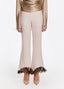 Feather-detailed stretch-wool flared trousers