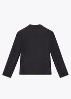 Black cropped wool jacket, back view