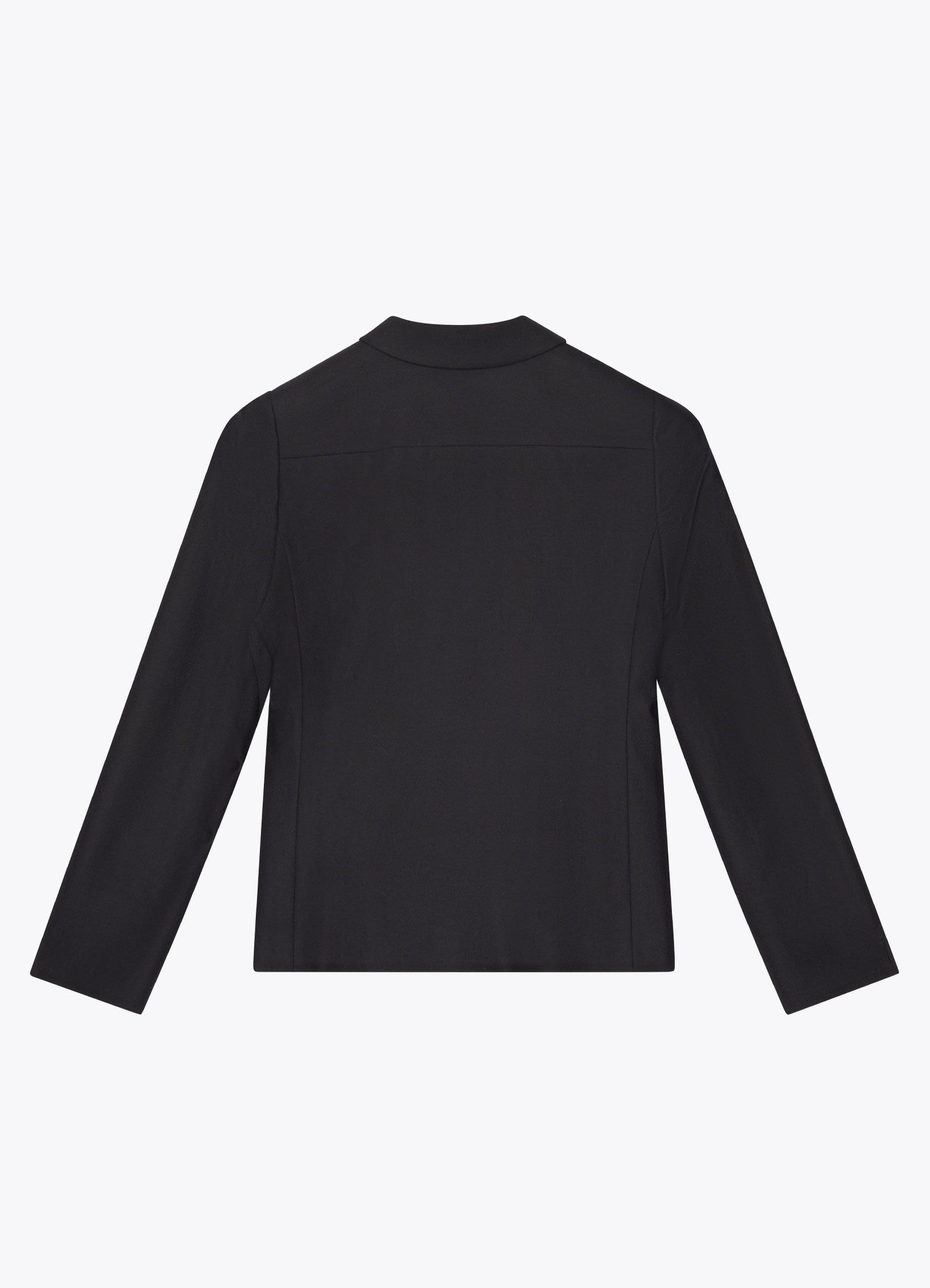 Black cropped wool jacket, back view