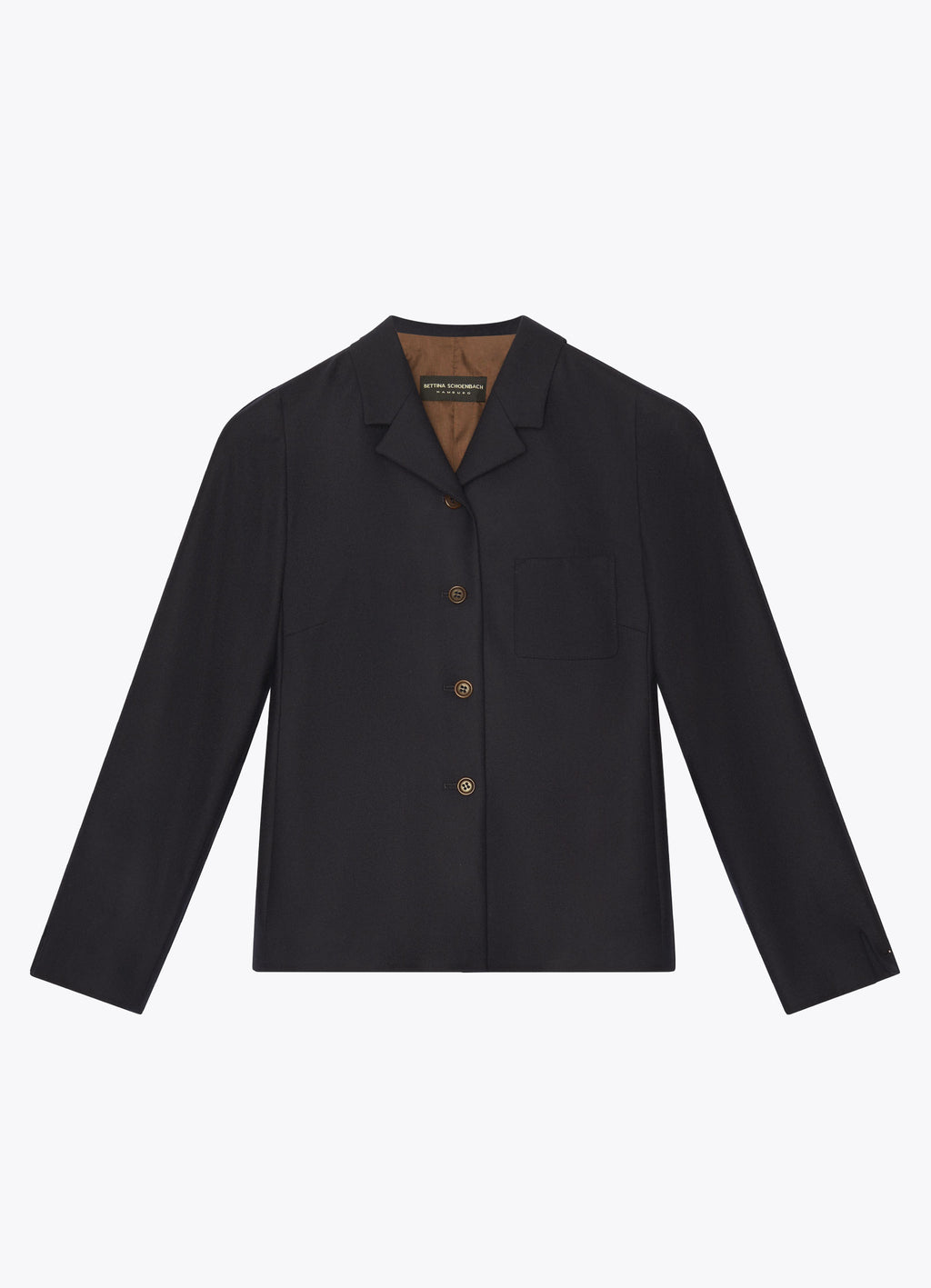 Black cropped wool jacket, front view