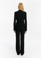 SCHOENBACH black virgin wool double-breasted jacket, back view with tailored silhouette