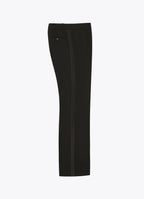 Black wool smoking trousers, front view