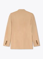 Camel wool-cashmere tailored jacket back view with clean structured silhouette and fitted shaping
