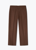 Chocolate brown wool trousers, back view