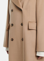 SCHOENBACH double-breasted baby camel hair coat in beige, button detail