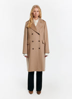 SCHOENBACH double-breasted baby camel hair coat in beige, front view
