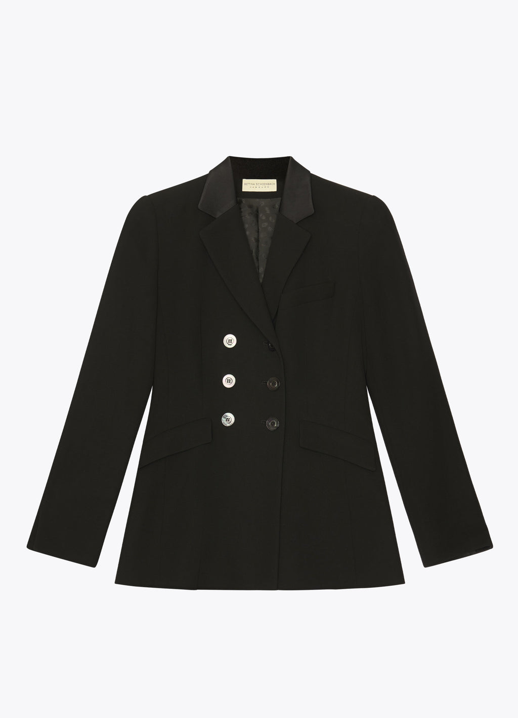 Black SCHOENBACH double-breasted blazer, front view