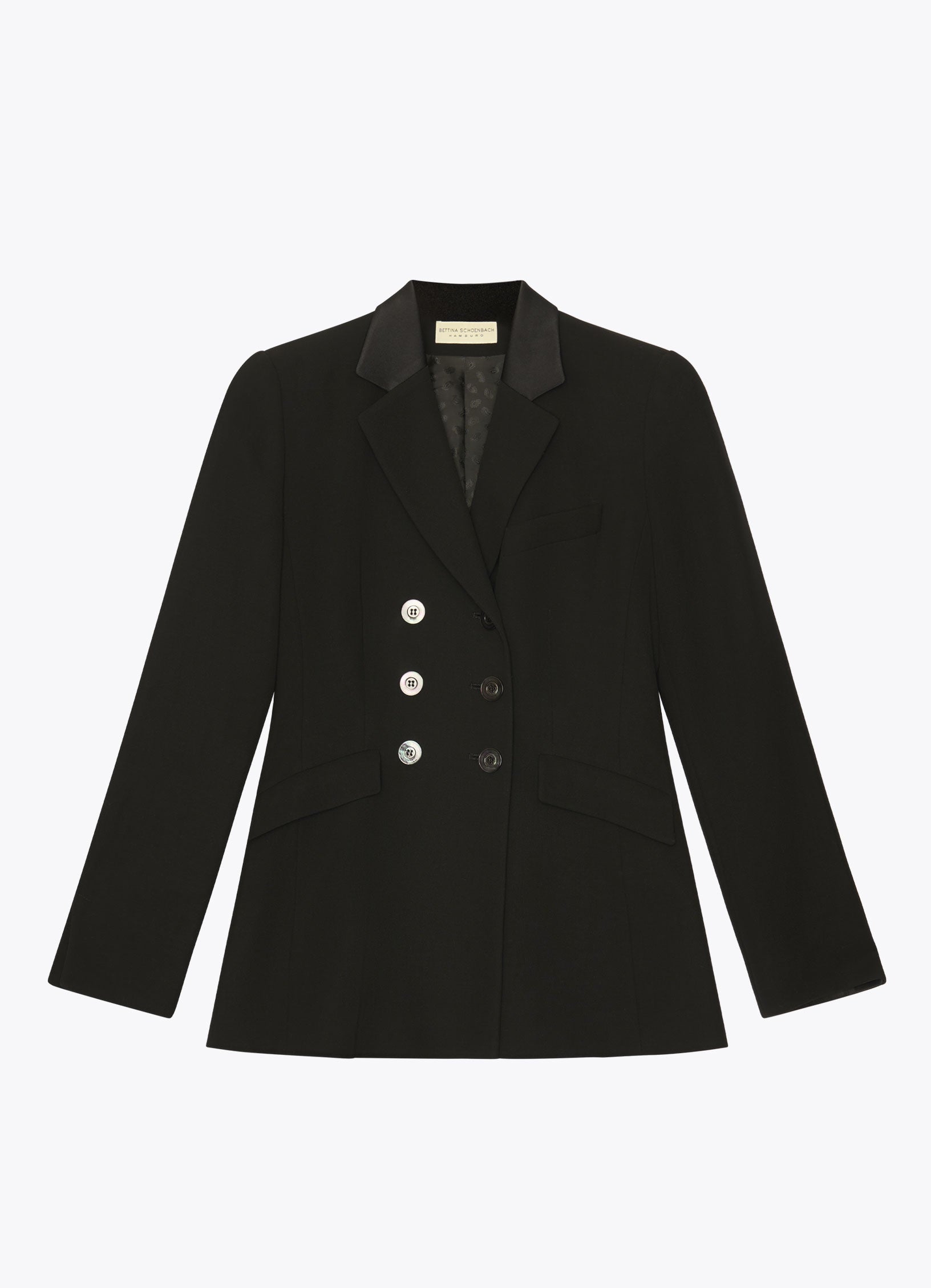 Black SCHOENBACH double-breasted blazer, front view