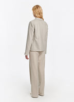 SCHOENBACH elegant women’s suit in light sand tone, straight-cut blazer and high-waisted wide trousers