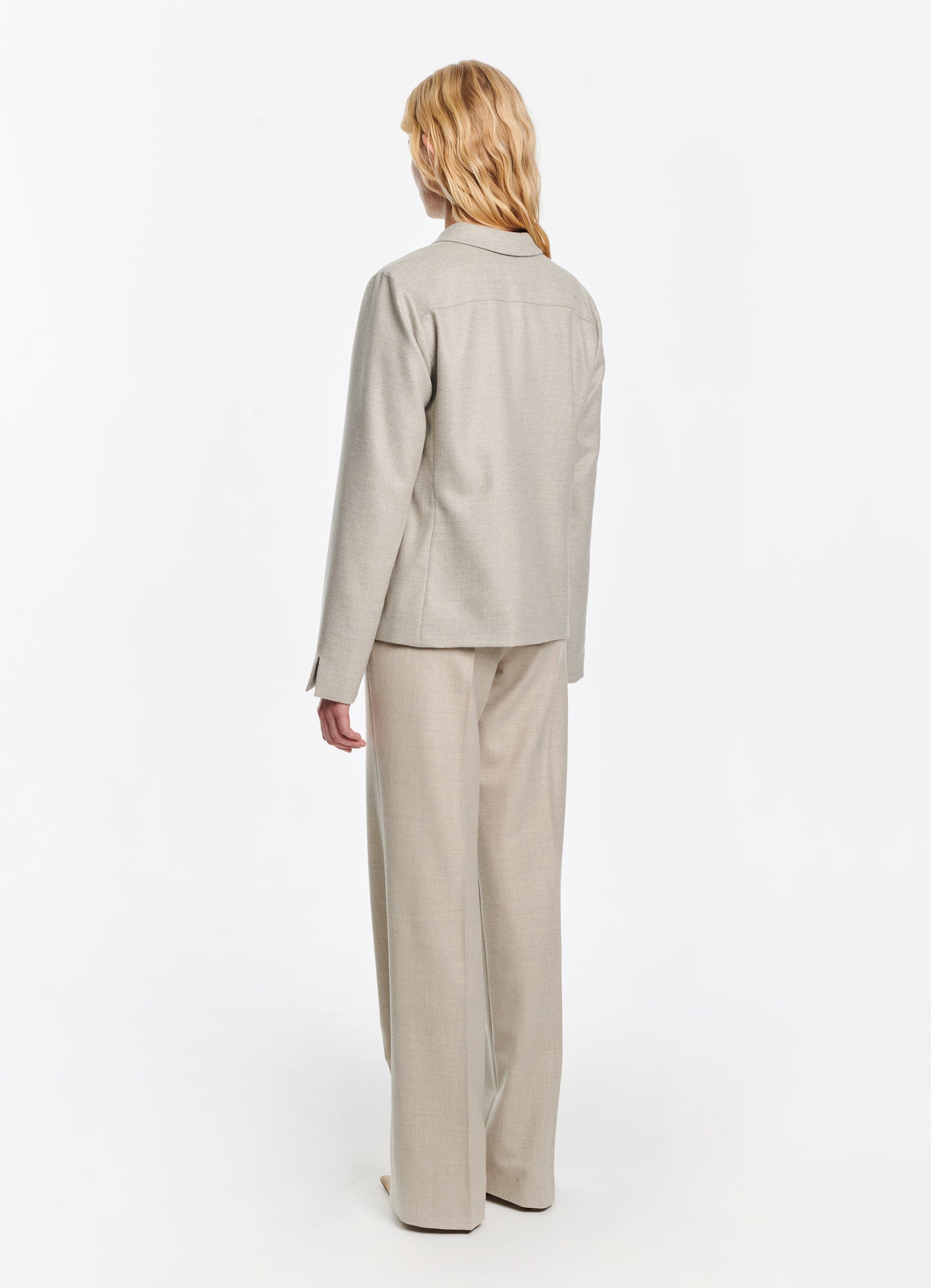 SCHOENBACH elegant women’s suit in light sand tone, straight-cut blazer and high-waisted wide trousers