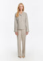 SCHOENBACH women’s beige tailored suit with relaxed blazer and wide-leg trousers, full-length studio view