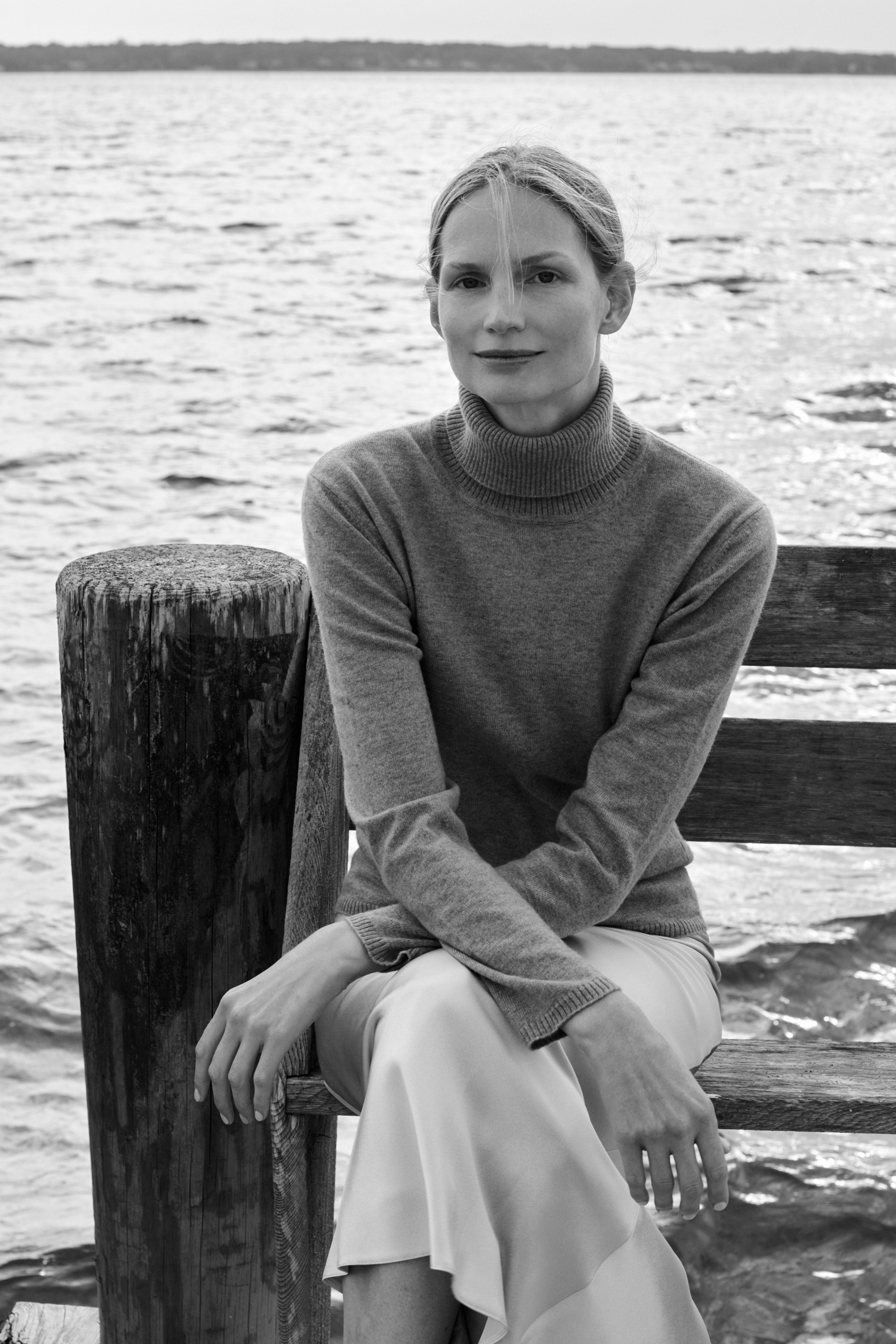 SCHOENBACH cashmere sweater Hamptons waterfront editorial