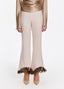 SCHOENBACH feather-detailed stretch-wool flared trousers in ecru, front view