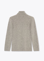 Back view of light grey melange cashmere rollneck jumper in pure cashmere