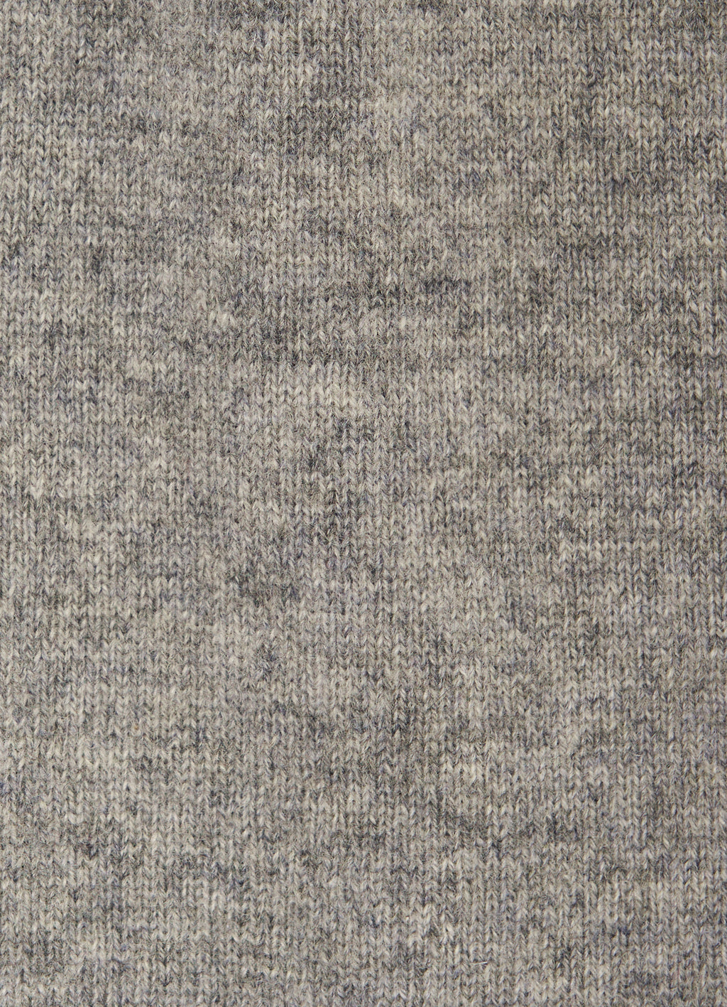 Close-up detail of fine gauge cashmere knit in light grey melange