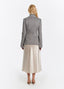 SCHOENBACH grey melange wool jacket, back view with structured tailoring