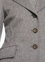 Close-up of SCHOENBACH wool jacket buttons in grey melange Loro Piana fabric