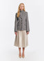 SCHOENBACH grey melange wool jacket in Loro Piana fabric with peak lapels and structured shoulders, front view