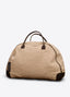 SCHOENBACH large leather-trimmed linen tote bag in beige, front view