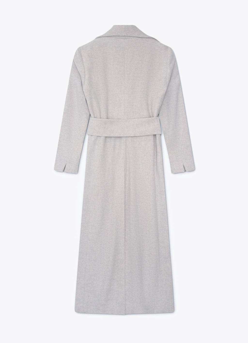 Light grey wool-cashmere coat, back view