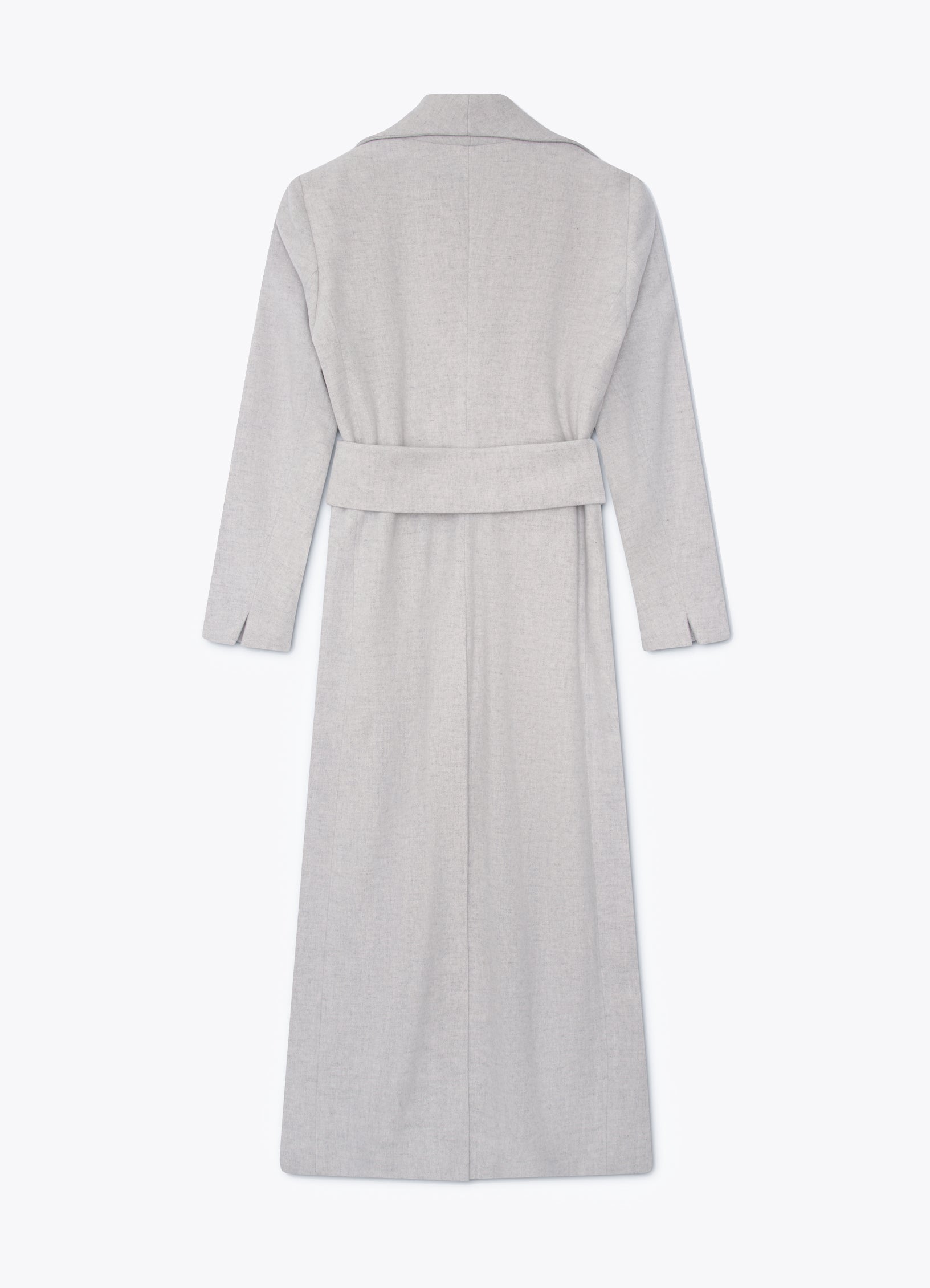 Light grey wool-cashmere coat, back view