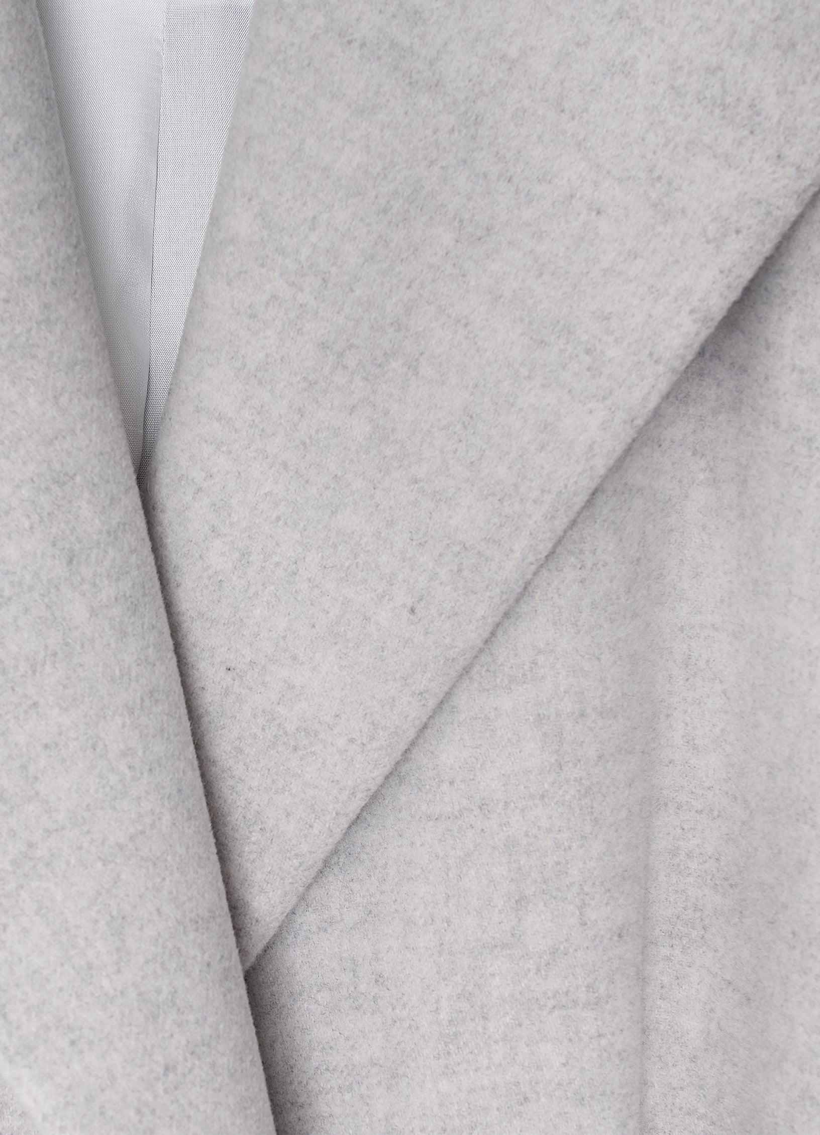 Light grey wool-cashmere coat detail with soft texture