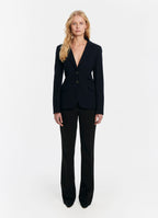 SCHOENBACH navy virgin wool tailored jacket with single-breasted closure, front view