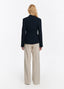 SCHOENBACH virgin wool wrap jacket in deep navy, back view with clean tailored lines