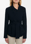SCHOENBACH tailored navy wrap jacket in 100% virgin wool, single-breasted silhouette