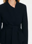 SCHOENBACH navy virgin wool wrap jacket with structured collar and tailored waist