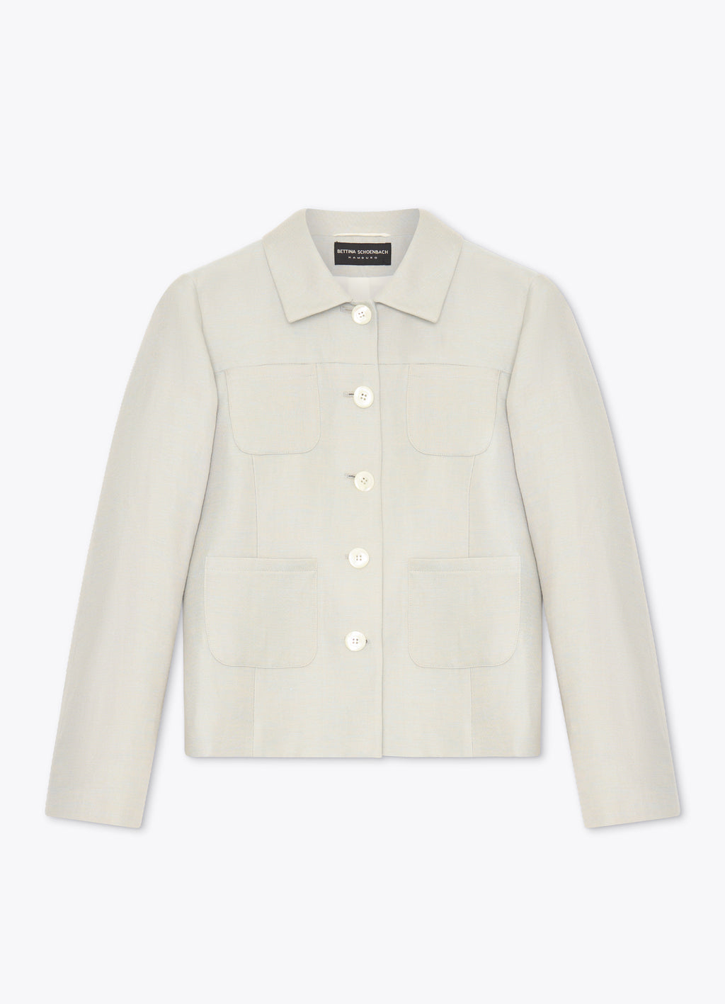 Stone tailored jacket with patch pockets and front button fastening
