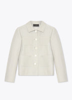 Stone tailored jacket with patch pockets and front button fastening