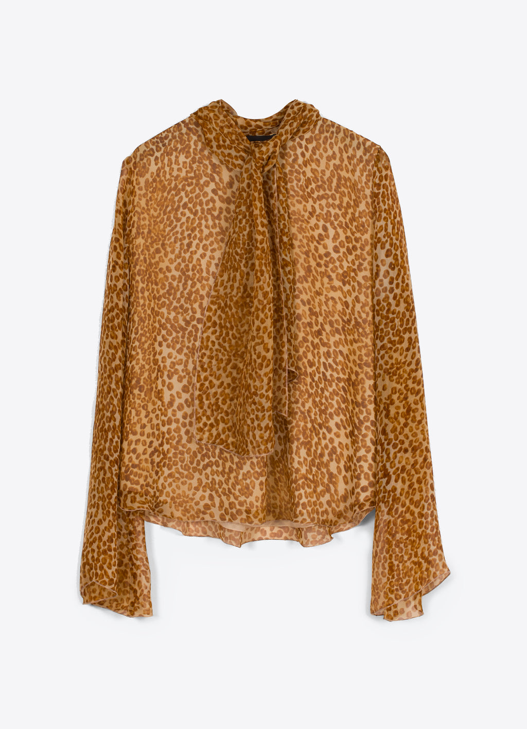 SCHOENBACH Ozelot silk-georgette blouse in leopard print, front view