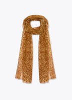 Long silk scarf in abstract ozelot print with lightweight fluid drape