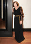 SCHOENBACH princess virgin wool and silk-chiffon maxi dress in black, full-length worn view showing fluid drape