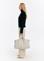 SCHOENBACH Signature handbag in ecru nubuck leather, front view, full model