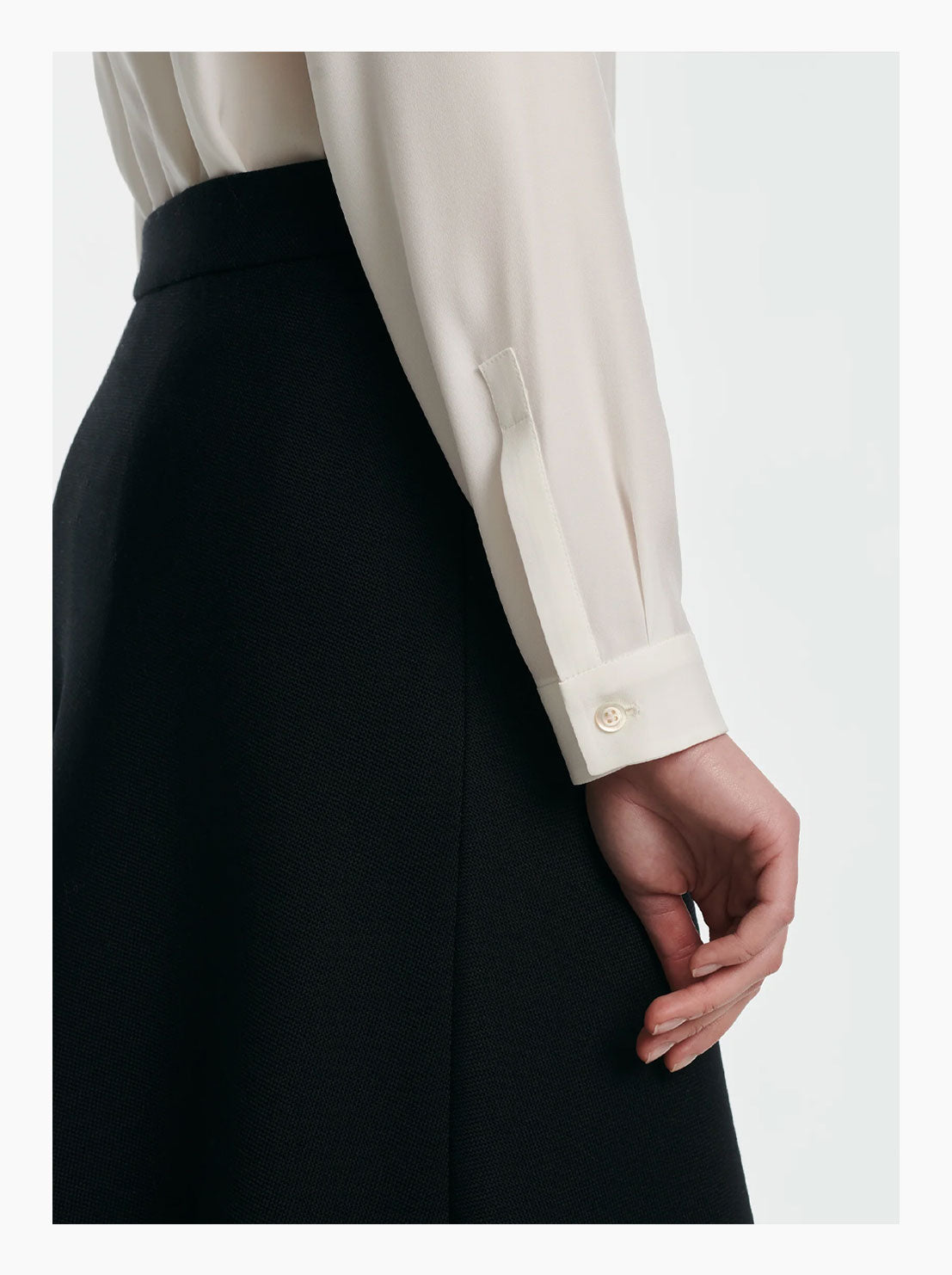 White silk shirt showing the cuff