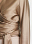 SCHOENBACH signature silk wrap blouse in beige wrap detail
