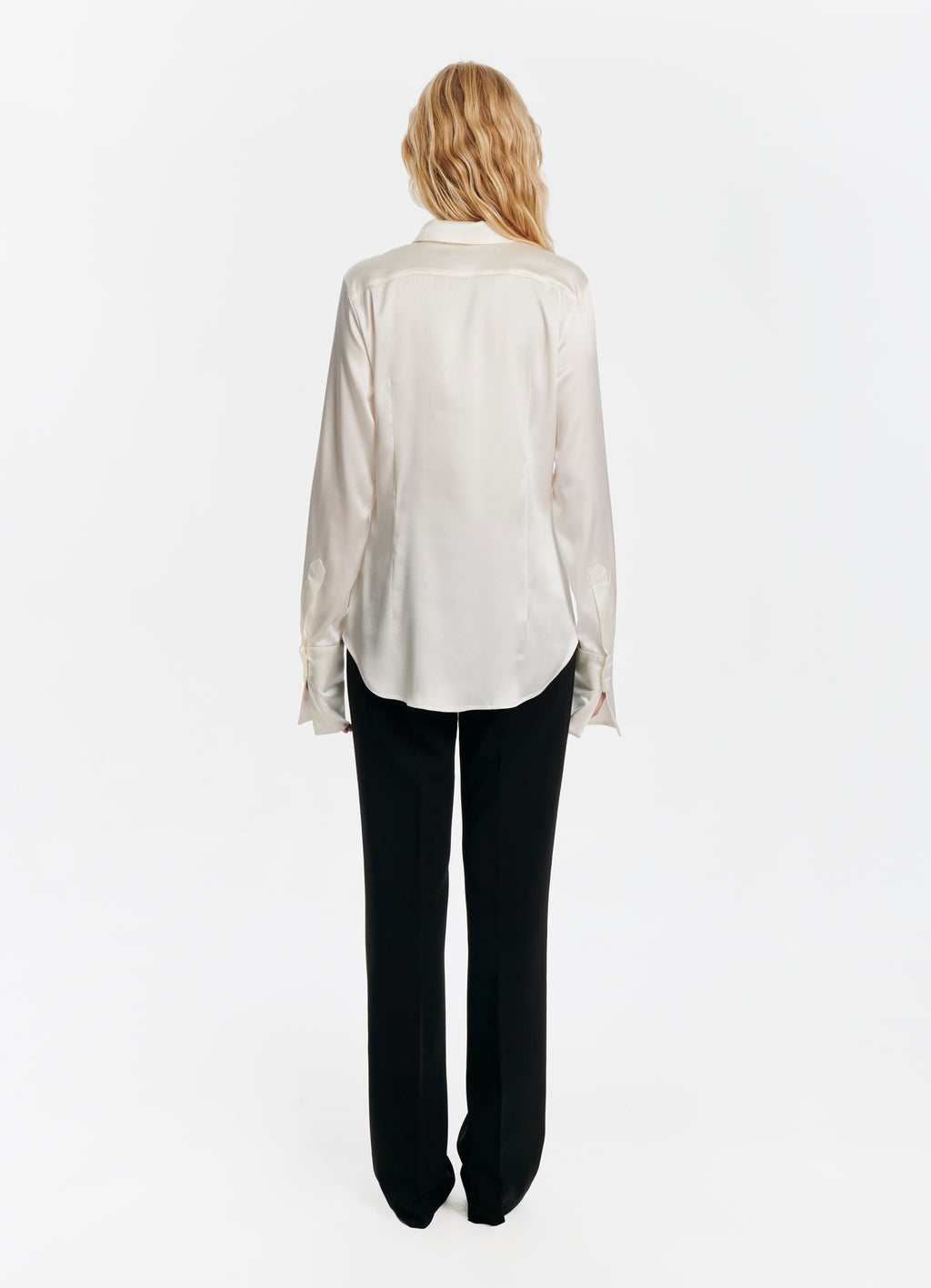SCHOENBACH silk blouse in white, back view