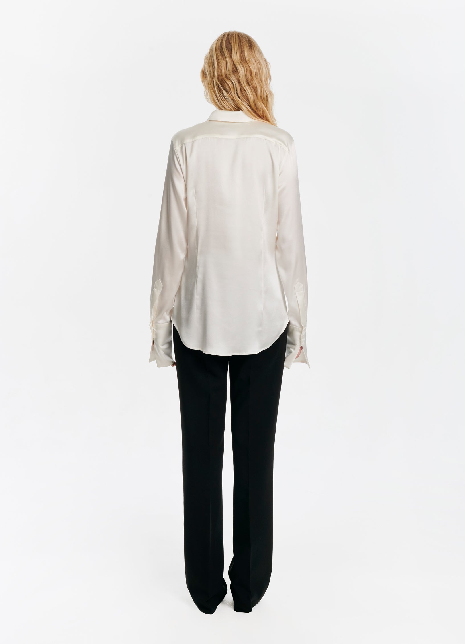 SCHOENBACH silk blouse in white, back view