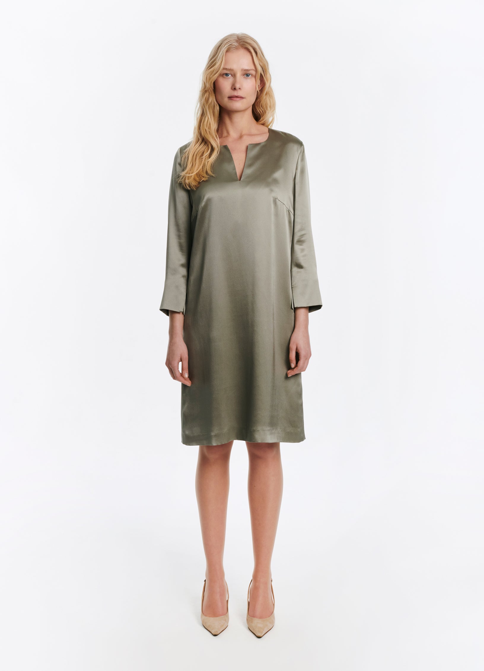 SCHOENBACH Silk shift dress sage green SCHOENBACH Silk shift dress sage green