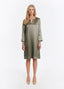 SCHOENBACH silk shift dress in sage green, front view