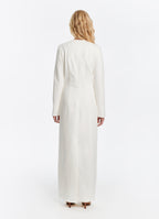 SCHOENBACH stretch jersey shift dress in white, back view
