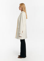 SCHOENBACH stretch-virgin wool car coat in off-white, side view