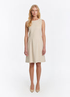 SCHOENBACH stretch wool shift dress in ecru, front view