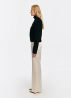 SCHOENBACH wide-leg satin trousers in ivory, side view