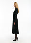 SCHOENBACH wool midi dress in black, side profile view showing longline silhouette