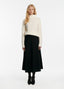 SCHOENBACH wool piquet midi skirt in black, front full-length view